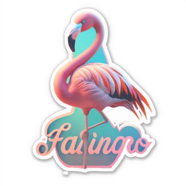 Flamingo Dekorieren mit Whimsical Stickers Aufkleber (Vorderseite)