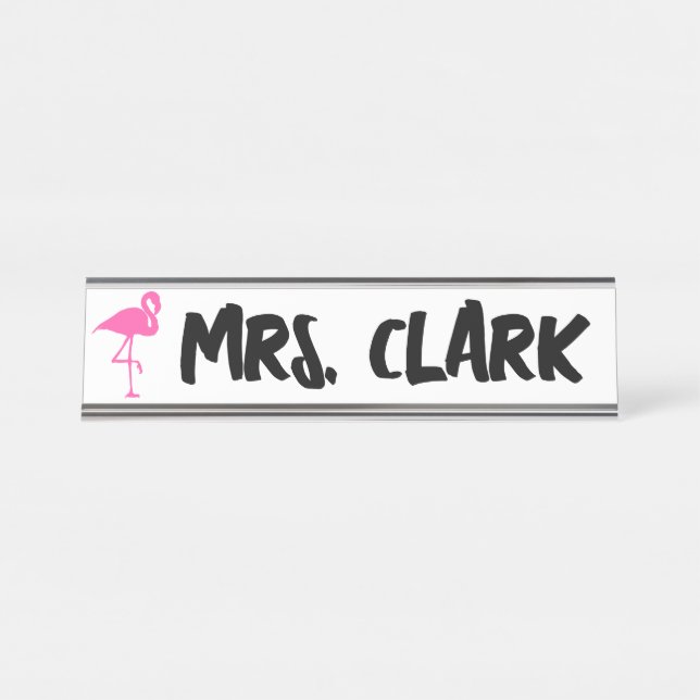 FLAMINGO DESK Custom Teacher Name Plate Schreibtischnamensplakette (Vorderseite )