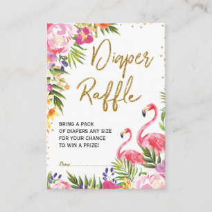 Flamingo Diaper Raffle Baby Tropical Summer Floral Begleitkarte