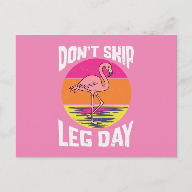 Flamingo Don't Skip Leg Day Erntedank Postkarte (Vorderseite)
