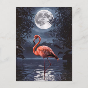 Flamingo Dramatischer Vollmond Postkarte