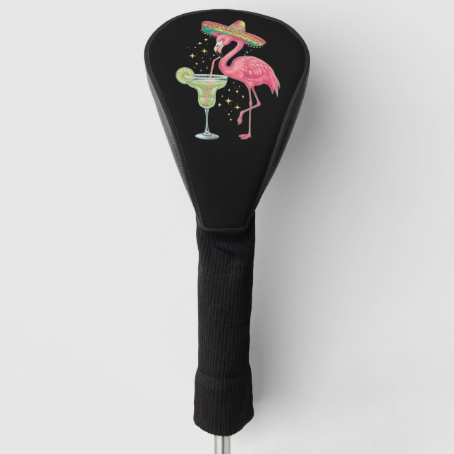 Flamingo Drinking Margarita Funny Mexican Poncho Golf Headcover (Vorderseite)