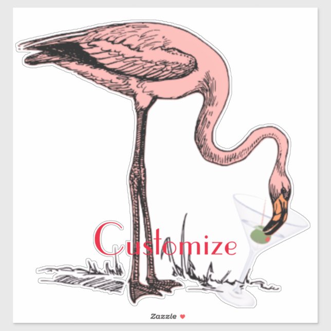 Flamingo Drinking Martini Thunder_Cove Aufkleber (Blatt)