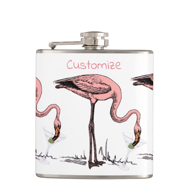 Flamingo Drinking Martini Thunder_Cove Flachmann (Vorderseite)