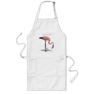 Flamingo Drinking Martini Thunder_Cove Lange Schürze