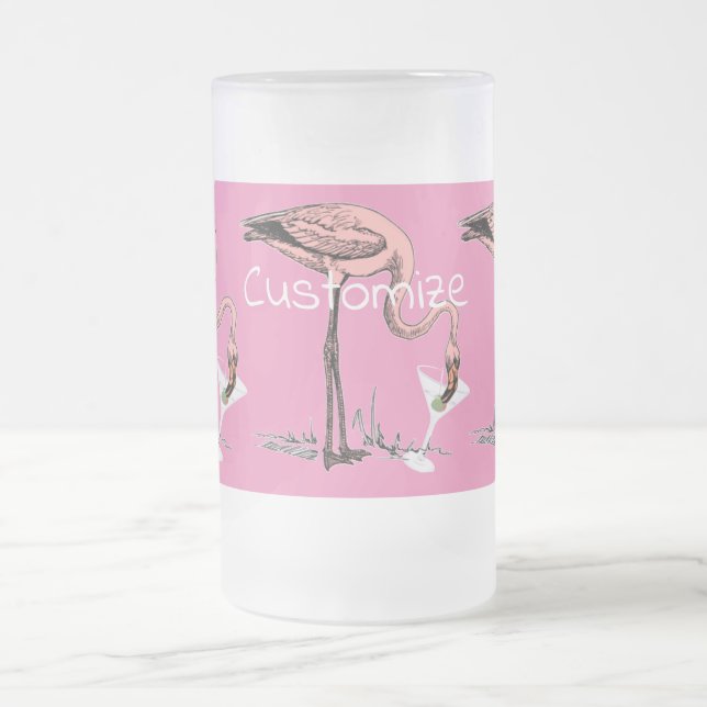 Flamingo Drinking Martini Thunder_Cove Mattglas Bierglas (Mittel)
