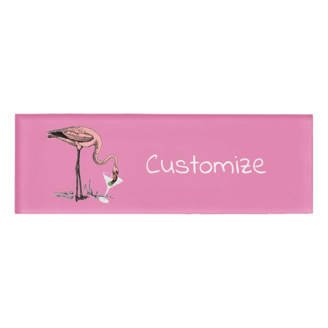 Flamingo Drinking Martini Thunder_Cove Namenschild (Vorderseite)