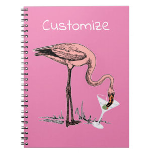 Flamingo Drinking Martini Thunder_Cove Notizblock