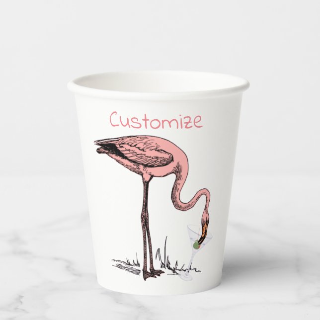 Flamingo Drinking Martini Thunder_Cove Pappbecher (Vorderseite)