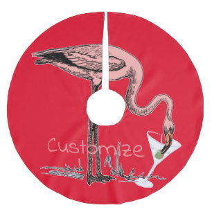 Flamingo Drinking Martini Thunder_Cove Polyester Weihnachtsbaumdecke