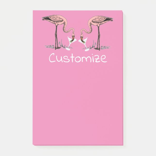 Flamingo Drinking Martini Thunder_Cove Post-it Klebezettel (Vorderseite)
