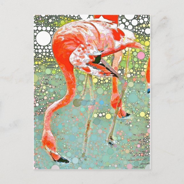 Flamingo Drinking Postcard Postkarte (Vorderseite)