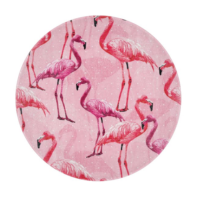 Flamingo Elegance: Rosa Vogelmuster. Schneidebrett (Vorderseite)