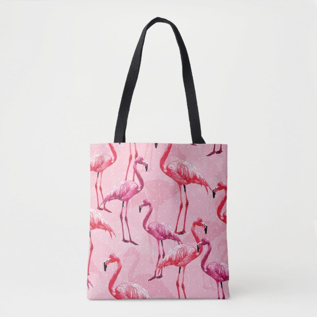 Flamingo Elegance: Rosa Vogelmuster. Tasche (Vorderseite)