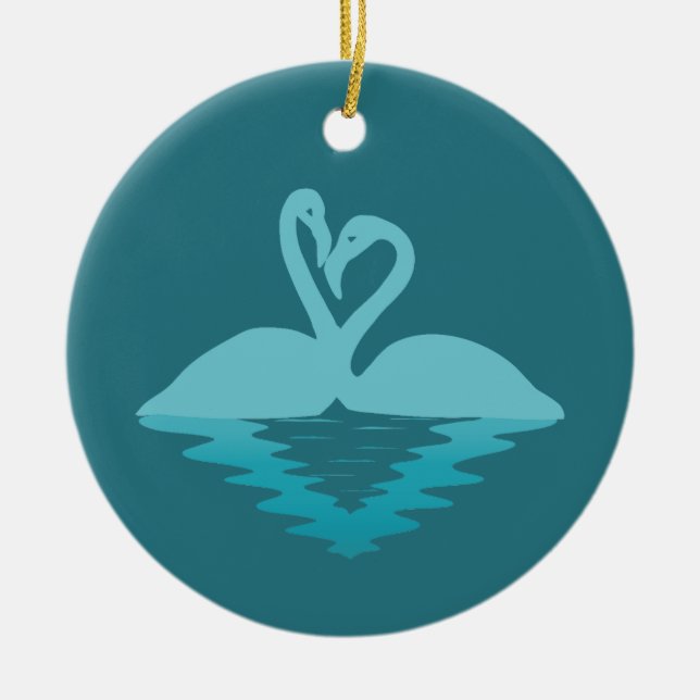 Flamingo Embrace Keramik Ornament (Vorne)