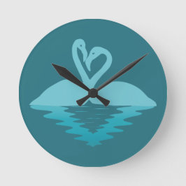 Flamingo Embrace Runde Wanduhr