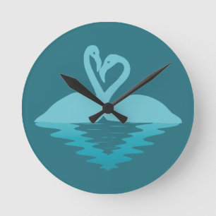 Flamingo Embrace Runde Wanduhr