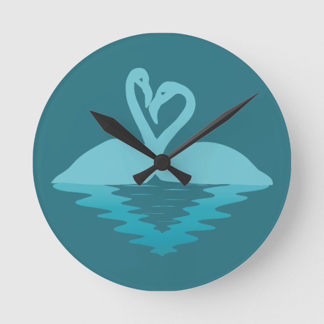Flamingo Embrace Runde Wanduhr (Vorderseite)