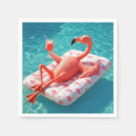 Flamingo entspannt sich auf einer Pool-Matratze Serviette