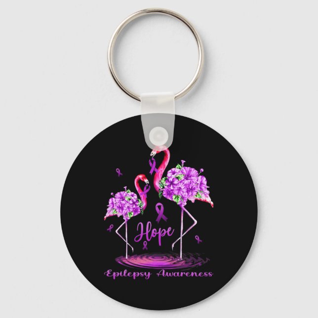 Flamingo Epilepsy Awareness Schlüsselanhänger (Vorderseite)