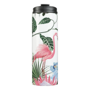 Flamingo Exotische Blume Tropisch nahtlos Thermosbecher
