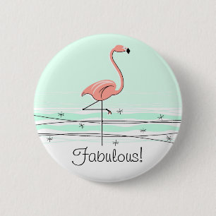 Flamingo 'Fabulous' Knopf grün Button