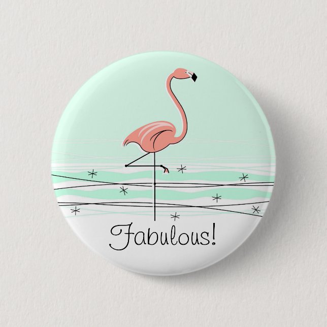 Flamingo 'Fabulous' Knopf grün Button (Vorderseite)
