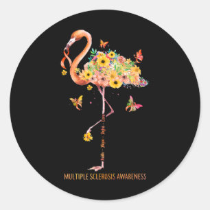 Flamingo Faith Hope Fight Cure Multiple Sklerose Runder Aufkleber