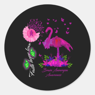 Flamingo Faith Hope Liebe Hirnaneurysm Bewusstsein Runder Aufkleber