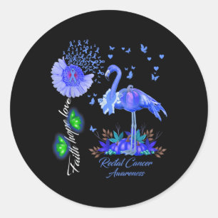 Flamingo Faith Hope Liebe Rectal Cancer Awareness Runder Aufkleber