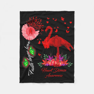 Flamingo Faith Hope Love Heart Disease Awareness Fleecedecke