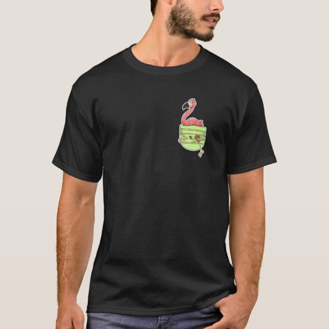 Flamingo Fake Breast Pocke Bag 1 T-Shirt (Vorderseite)