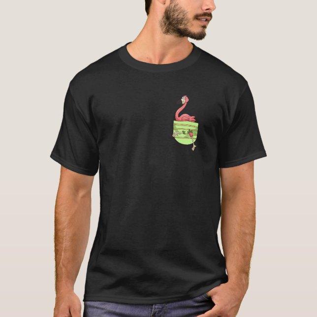 Flamingo Fake Breast Pocke Bag 2 T-Shirt (Vorderseite)