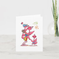 Flamingo-Familie am 4. Juli Notecard