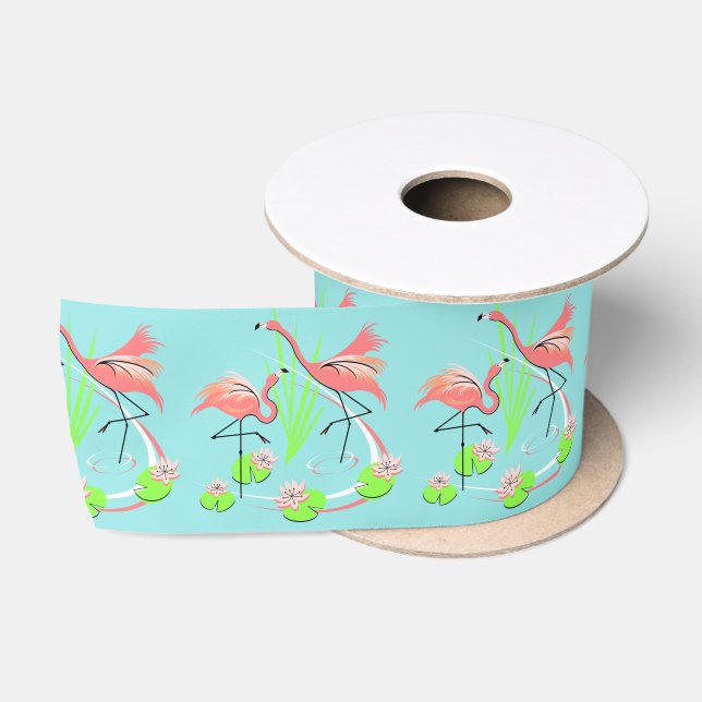 Flamingo Fandango Duo Flachsatin Satinband (Spule)