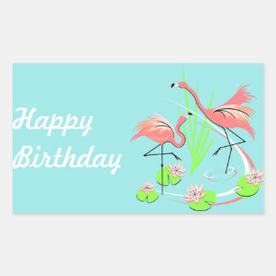 Flamingo Fandango Duo Happy Birthday Aufkleber