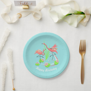 Flamingo Fandango Duo Happy Birthday Papierplatte Pappteller