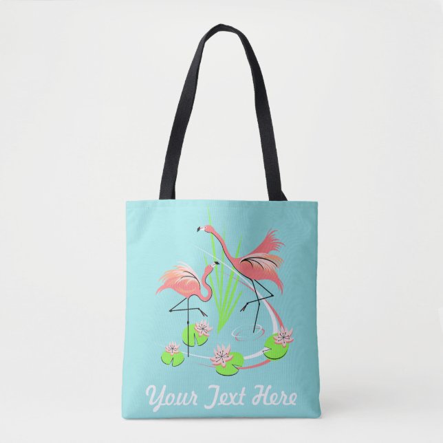 Flamingo Fandango Duo Text über Multiback Tasche (Vorderseite)