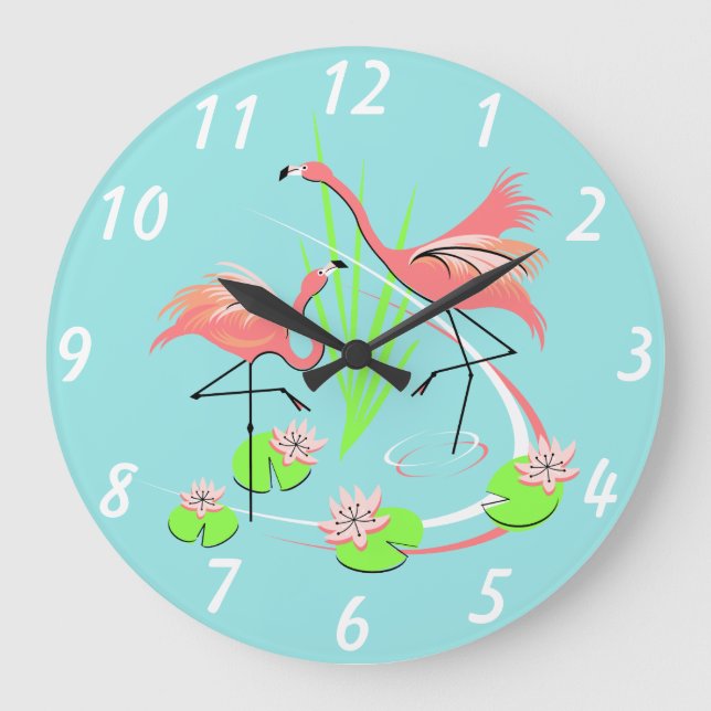 Flamingo Fandango Duo Uhr rund (Vorderseite)