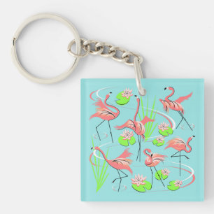 Flamingo Fandango Schlüsselanhänger Acryl Quadrat