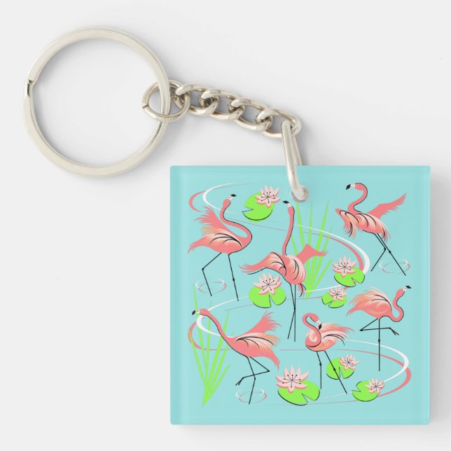 Flamingo Fandango Schlüsselanhänger Acrylquadrat (Vorderseite)