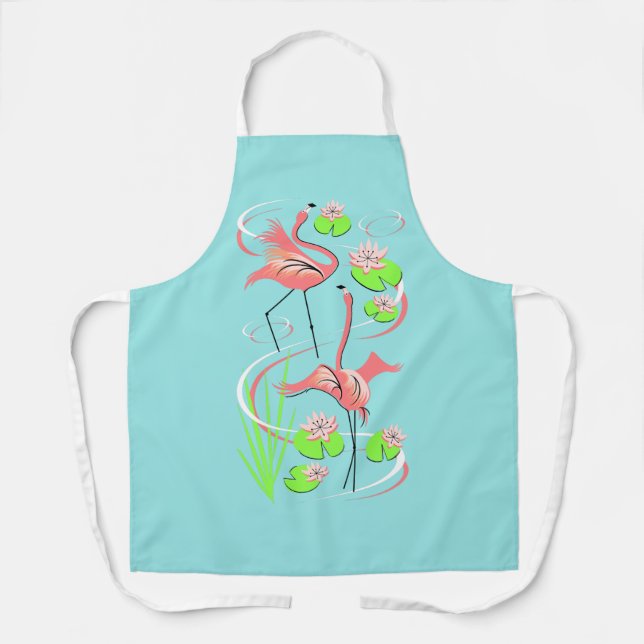 Flamingo Fandango Slim Duo überall auf der Schürze (Vorderseite)