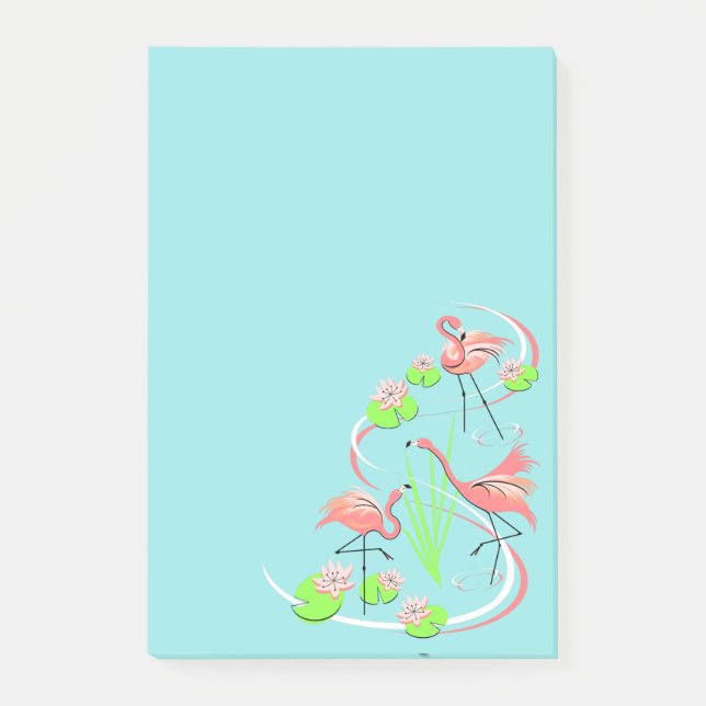 Flamingo Fandango Trio post-it notiert vertikal Klebezettel (Vorderseite)