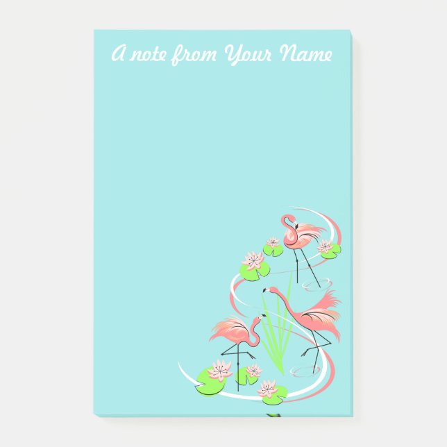 Flamingo Fandango Trio Text Post-it Note vertikal Klebezettel (Vorderseite)