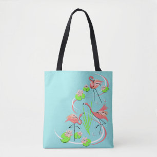 Flamingo Fandango Trio überall auf der Tasche rosa