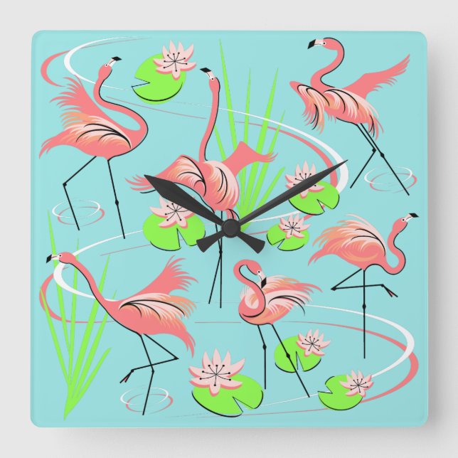 Flamingo Fandango Uhr Platz (Vorderseite)