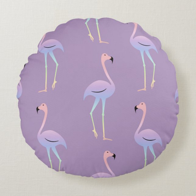 Flamingo farbiger Regenbogenvogel. Schöne nahtlos Rundes Kissen (Vorderseite)