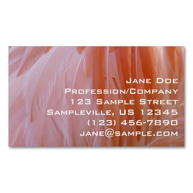 Flamingo Feathers in Pink-Schatten Magnetische Visitenkarte (Vorderseite)