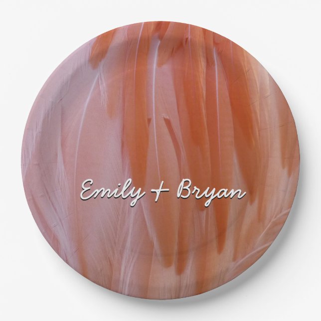 Flamingo Feathers in Pink-Schatten Pappteller (Vorderseite)