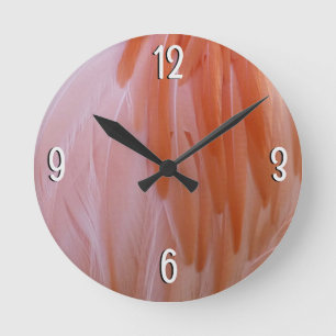 Flamingo Feathers in Pink-Schatten Runde Wanduhr